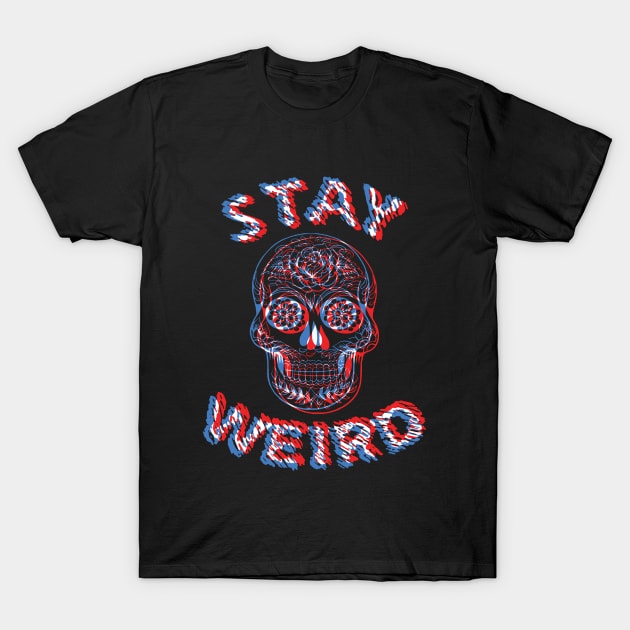 Stay Weird Sugar Skull Optical Illusion T-Shirt by TheGhoulishGarb